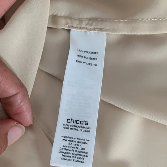Chico’s tan long sleeve dress blouse - Size 0 - Picture 5 of 6